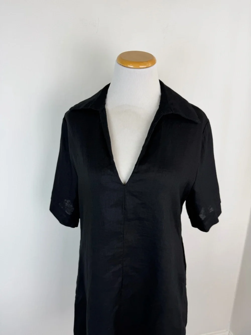 DISSH Candice Black Linen Polo Collared Mini Dress Size 4 - Picture 5 of 8